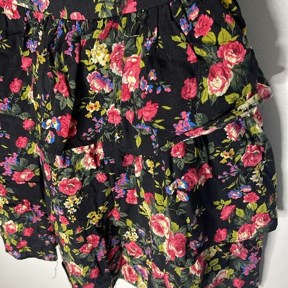 BODY CENTRAL Black Multicolored Floral Tiered Strapless Mini Dress 90’s Theme MD - Picture 3 of 7